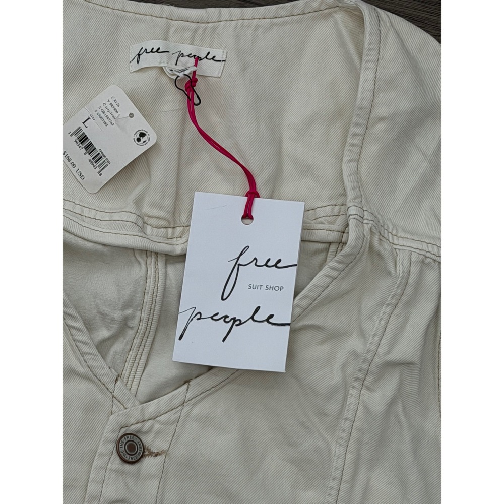 NWT Free People Suit Shop Gabbie Vest Suit Set Ivory Wide Leg Pants Top Large - Picture 7 of 8